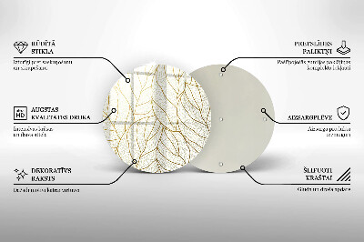 Grave candle plate Line art leaves pattern