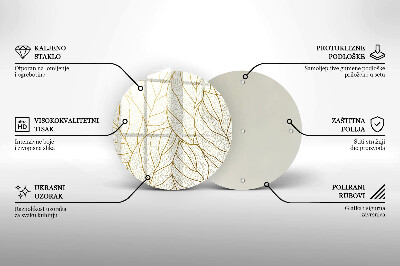 Grave candle plate Line art leaves pattern