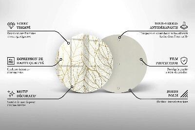 Grave candle plate Line art leaves pattern