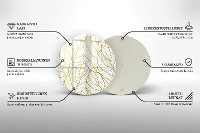 Grave candle plate Line art leaves pattern