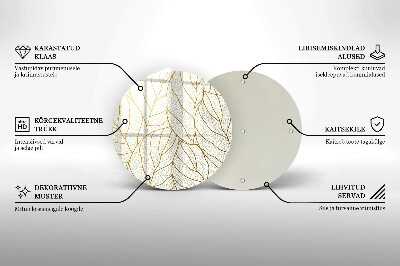 Grave candle plate Line art leaves pattern