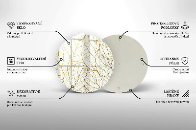 Grave candle plate Line art leaves pattern