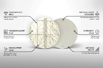 Grave candle plate Line art leaves pattern