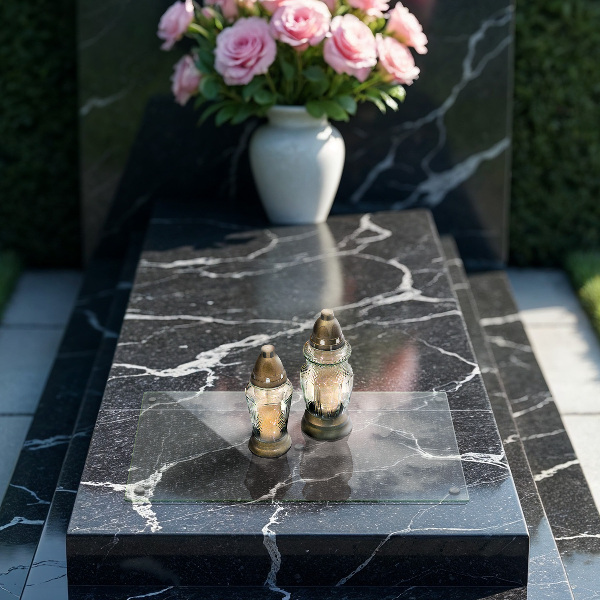 Round grave candle coaster transparent