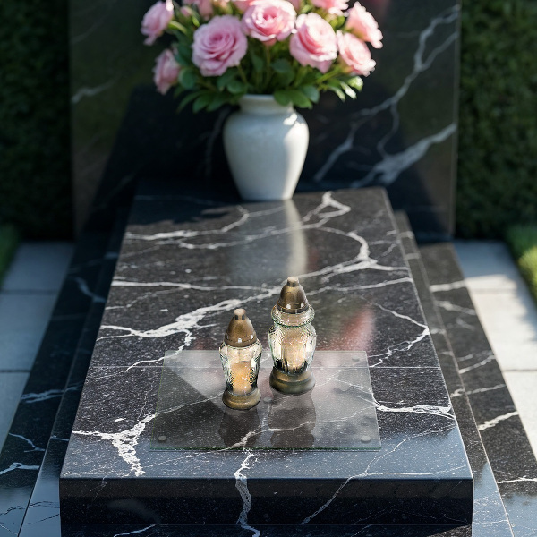 Round grave candle coaster transparent