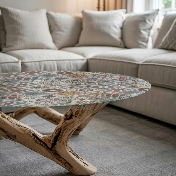 Glass table Mosaic pattern with ornaments