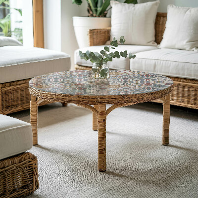 Glass table Mosaic pattern with ornaments