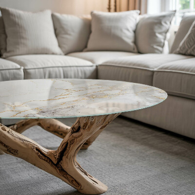Glass table Elegant marble with veins