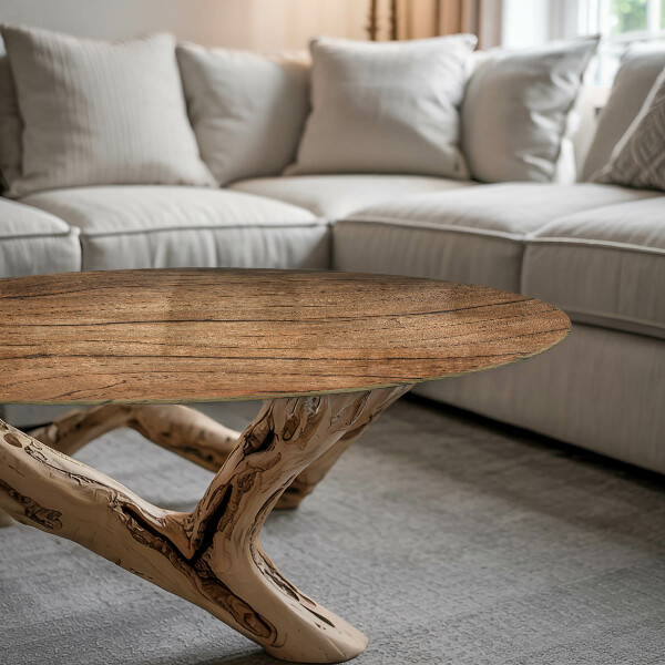 Glass table Natural wood pattern