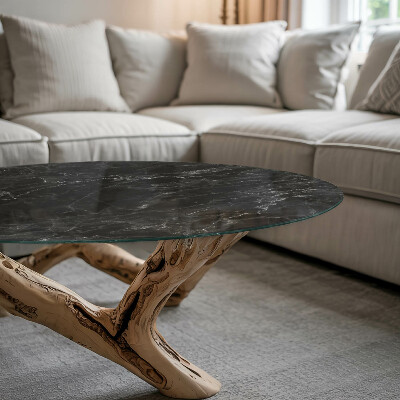 Glass table Veined marble pattern