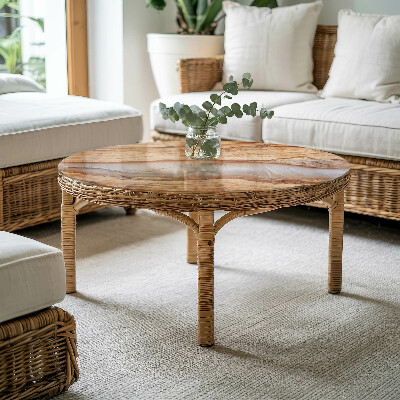 Glass table Natural wood with resin