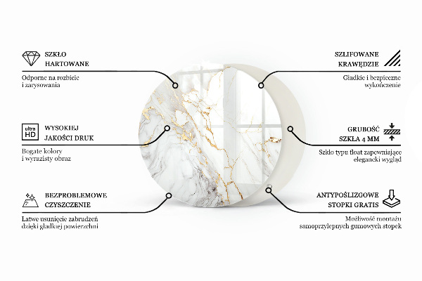 Glass table Marble pattern with veins
