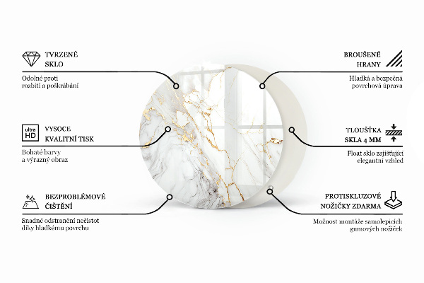 Glass table Marble pattern with veins