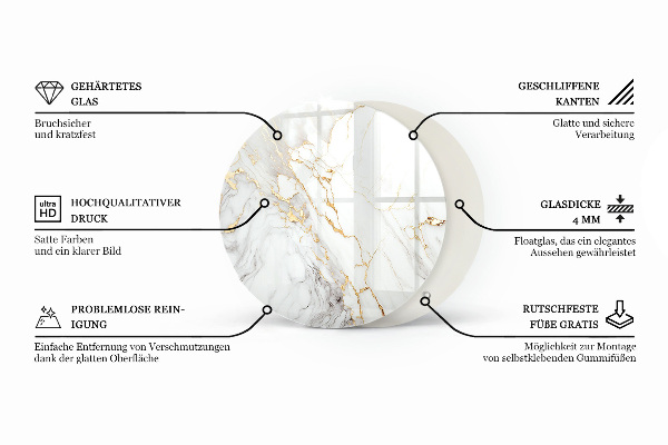 Glass table Marble pattern with veins