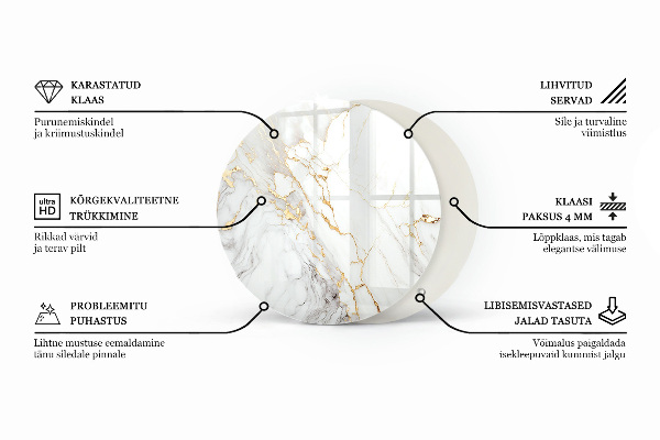 Glass table Marble pattern with veins