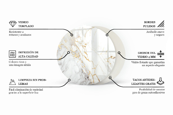 Glass table Marble pattern with veins