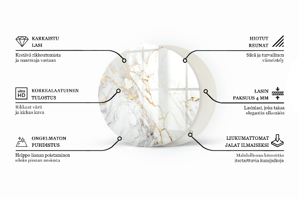 Glass table Marble pattern with veins