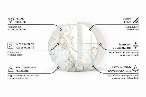 Glass table Marble pattern with veins