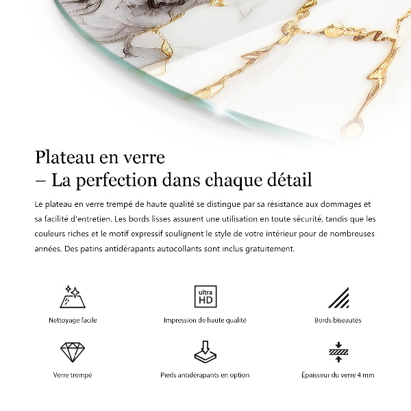 Glass table Marble pattern with veins