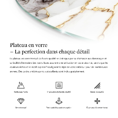 Glass table Marble pattern with veins