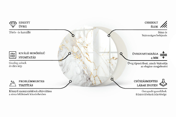 Glass table Marble pattern with veins
