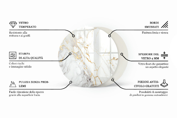 Glass table Marble pattern with veins