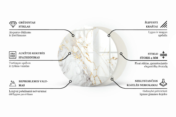 Glass table Marble pattern with veins