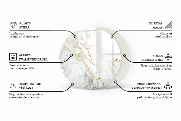 Glass table Marble pattern with veins