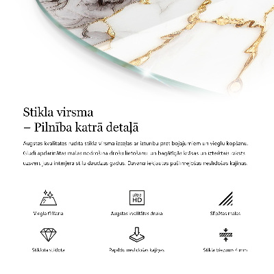 Glass table Marble pattern with veins