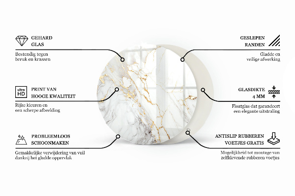 Glass table Marble pattern with veins