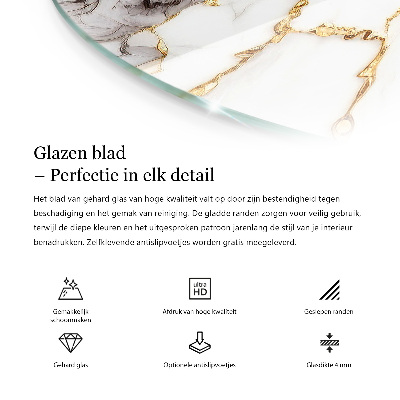 Glass table Marble pattern with veins