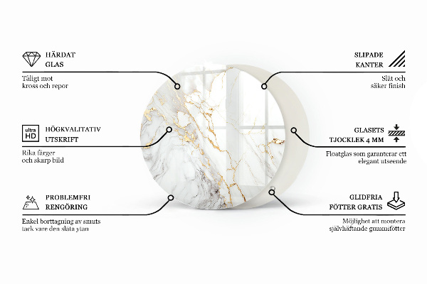 Glass table Marble pattern with veins