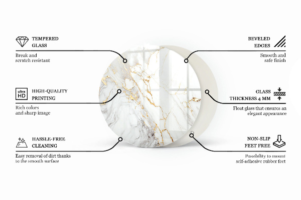 Glass table Marble pattern with veins