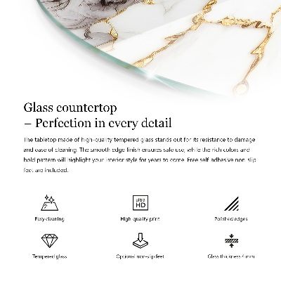 Glass table Marble pattern with veins