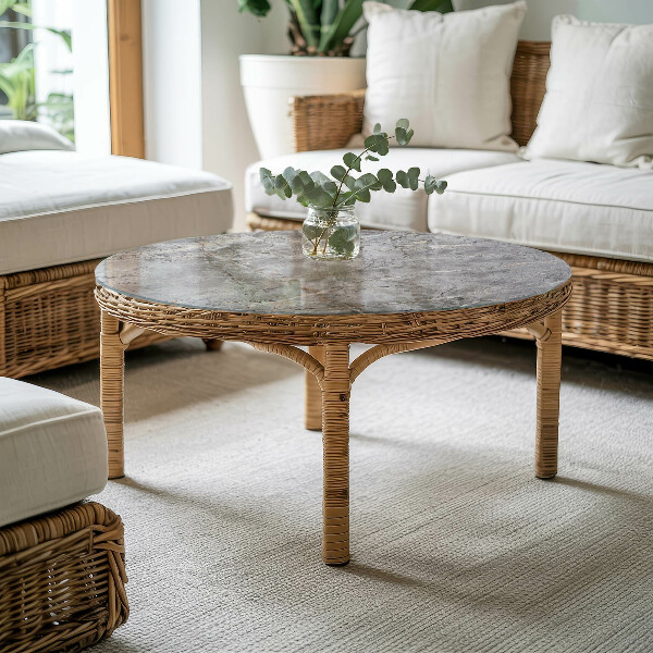 Glass table Natural marble pattern