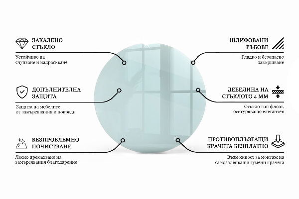 Round transparent glass to coffee table