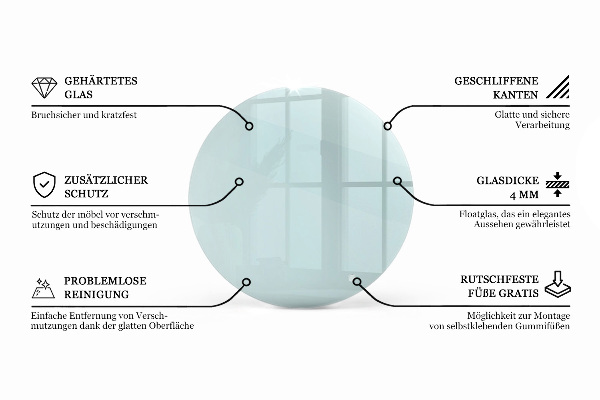 Glass to coffee table Round transparent