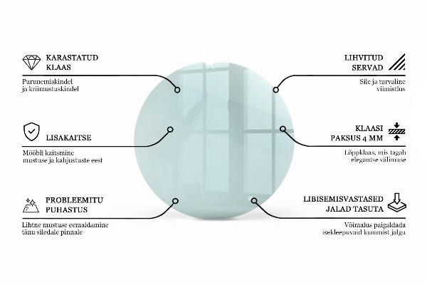 Round transparent glass to coffee table