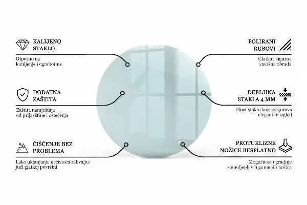 Round transparent glass to coffee table
