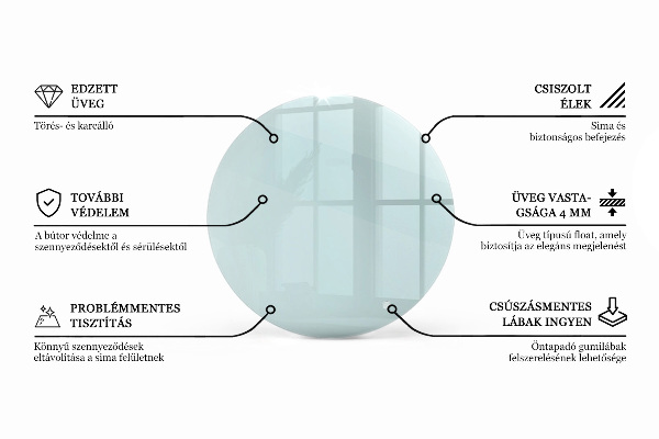 Round transparent glass to coffee table