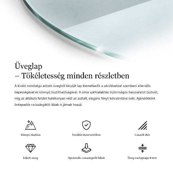 Round transparent glass to coffee table
