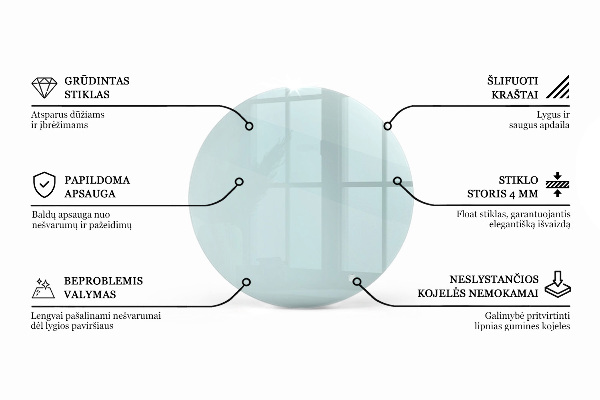 Round transparent glass to coffee table