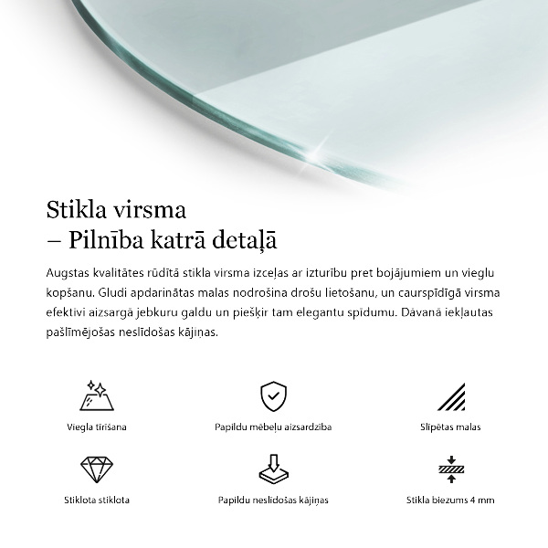 Round transparent glass to coffee table
