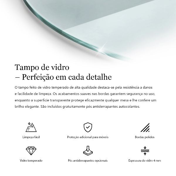 Round transparent glass to coffee table