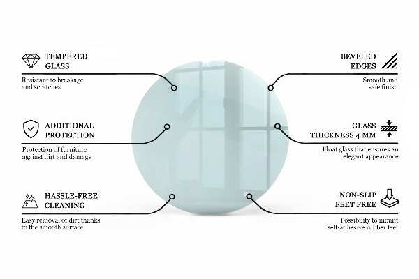 Round transparent glass to coffee table