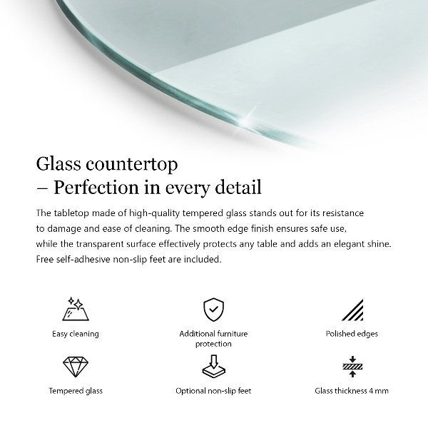 Round transparent glass to coffee table