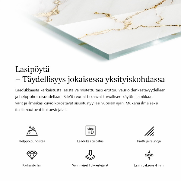 Rectangular table top Stylish marble pattern