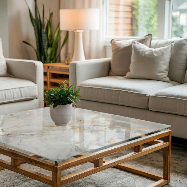Rectangular table top Subtle marble veins