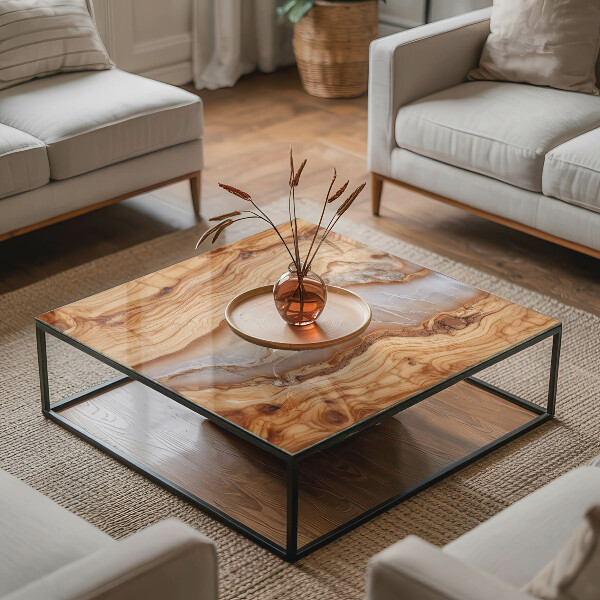 Rectangular table top Wood in harmony with resin
