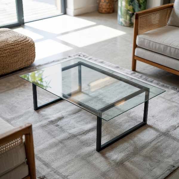 Rectangular transparent table top